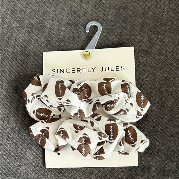 Sincerly Jules Other - Sincerely Jules Football Pattern Hair Scrunchies - Brown and White